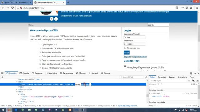 CVE-2018-12984 -- Hycus CMS 1.0.4 Authentication Bypass POC смотреть онлайн