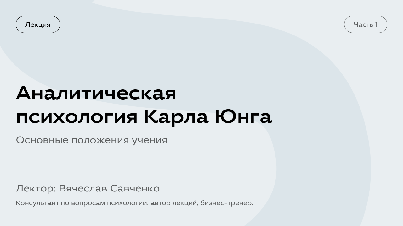 Аналитическая Психология Карла Юнга. Основные Положения Учения. Вячеслав Савченко