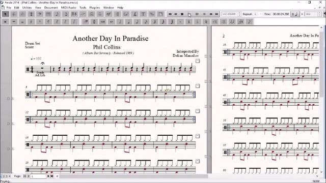 Drum Score World (Sample) - Phil Collins - Another Day In Paradise смотреть онлайн