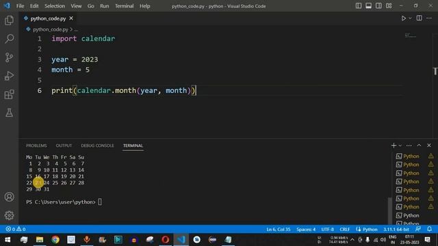 Python Program #32 - Display Calendar in Python смотреть онлайн