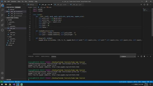 Snake Game Python Tutorial with Pygame смотреть онлайн