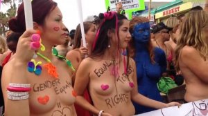 More of the fabulous topless women at Venice Beach protesti