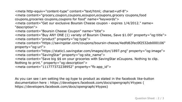 HTML : Opengraph meta tag og:type set to "product" errors (like button & URL linter/debug) смотреть онлайн