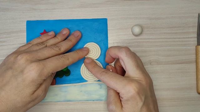Аппликация из пластилина "Ёлочка и ☃️ снеговик". смотреть онлайн