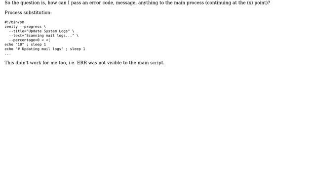 Unix & Linux: How to pass data outside process for zenity progress? (2 Solutions!!) смотреть онлайн