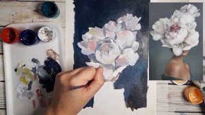Рисую акрилом | Девушка с цветами на голове |Живопись обучение | Как нарисовать девушку с цветами.