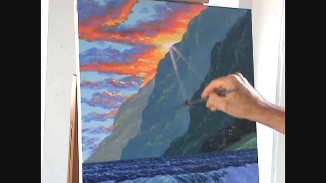 как нарисовать закат солнца гор пляжа использованием смотреть онлайн