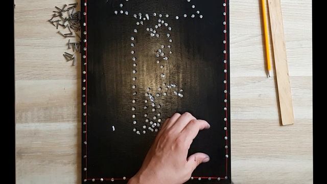 Картина с гвоздями и нитками, пара,obraz z nitek i gwozdzi,подарок на день святого Валентина, 4 смотреть онлайн