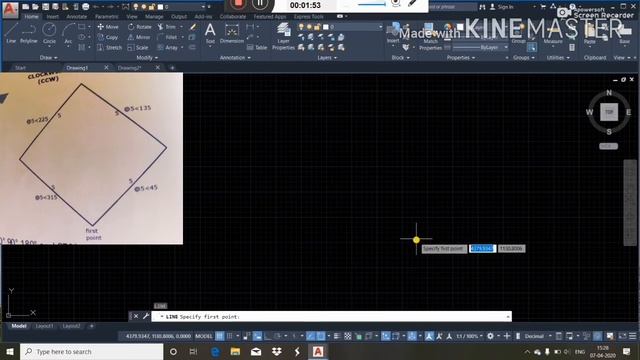 POLAR METHOD-LINE COMMAND-AUTOCAD смотреть онлайн