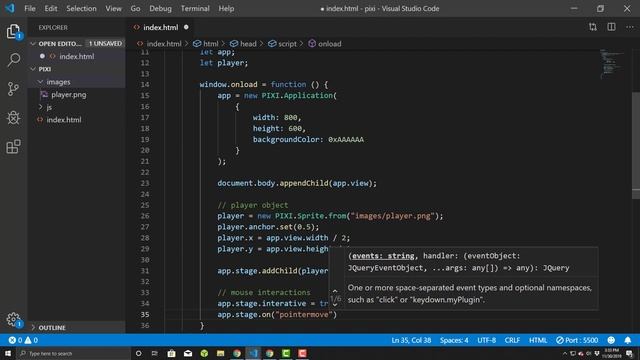 Pixi.js: Sprite Follow Mouse Pointer смотреть онлайн