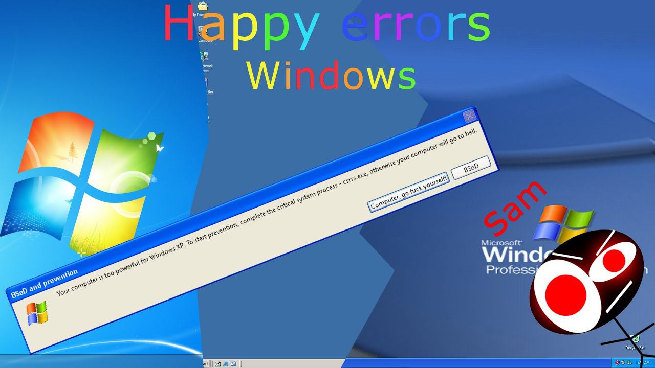 Microsoft Sam reads Funny Windows Errors | Windows 7 Aero, Windows ME and Windows XP 64 bit смотреть онлайн