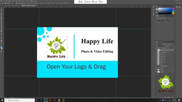လိပ်စာကပ် လုပ်နည်း Photoshop Myanmar Language( Happy Life ) смотреть онлайн