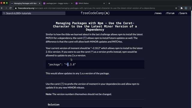09 - Use the Caret to get Latest Minor Version - Managing Packages with npm - freeCodeCamp Tutorial смотреть онлайн