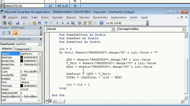 Excel VBA Calculo em coluna do ListBox смотреть онлайн