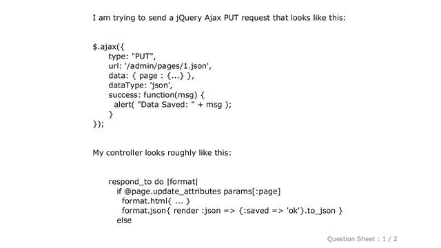 jQuery : How do I PUT JSON data to Ruby on Rails using jQuery? смотреть онлайн