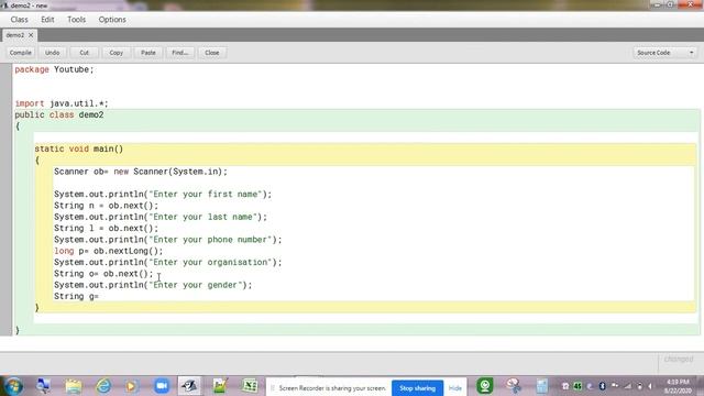 Java coding to accept Name, Phone Number, Gender etc. смотреть онлайн