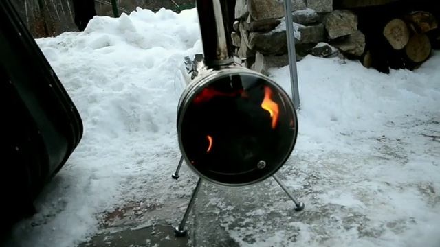 Испытание походной печки в режиме камина. смотреть онлайн
