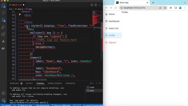 App Side Menu with Routes using Ant Design Menu and React Router DOM in ReactJS | Side Bar Tutorial смотреть онлайн