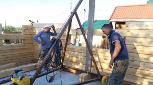 ✔️️Дом из бруса 200х200 как поднять брус на высоту Кран для брусового строительства сиб - гарант