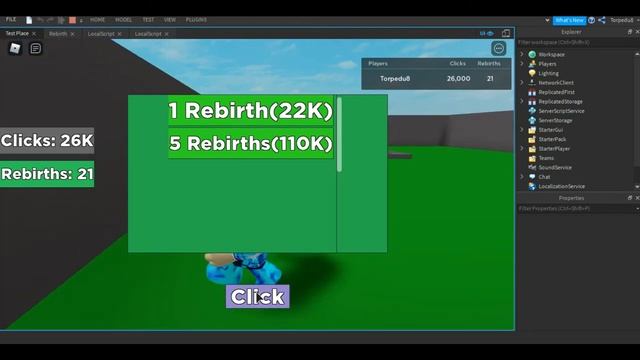КАК СДЕЛАТЬ ПЕРЕРОЖДЕНИЯ | КАК СОЗДАТЬ СВОЙ СИМУЛЯТОР КЛИКА В Roblox Studio | ЧАСТЬ #2 смотреть онлайн