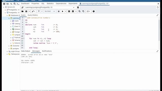 How to use the Postgresql pl/sql FOR LOOP statement- 6 Examples including keywords EXIT and CONTINU смотреть онлайн