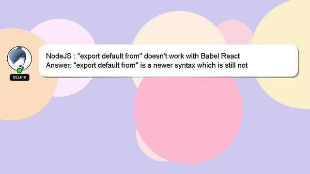 NodeJS : "export default from" doesn't work with Babel React смотреть онлайн