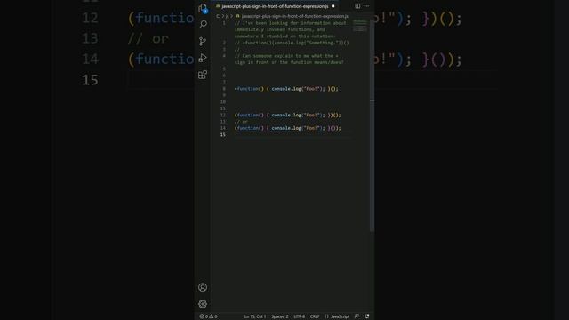 JavaScript plus sign in front of function expression смотреть онлайн