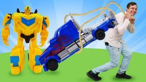 Игры для мальчиков и Трансформеры: Бамблби упал в воду! Супергерои игры битвы в Автомастерской