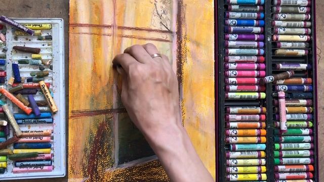 Желтый свет. Рисуем масляной пастелью. смотреть онлайн