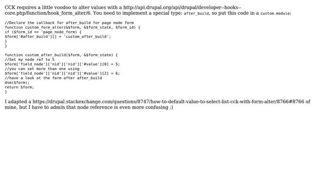 Drupal: hook_form_alter selecting a default value in a node reference select list (3 Solutions!!) смотреть онлайн