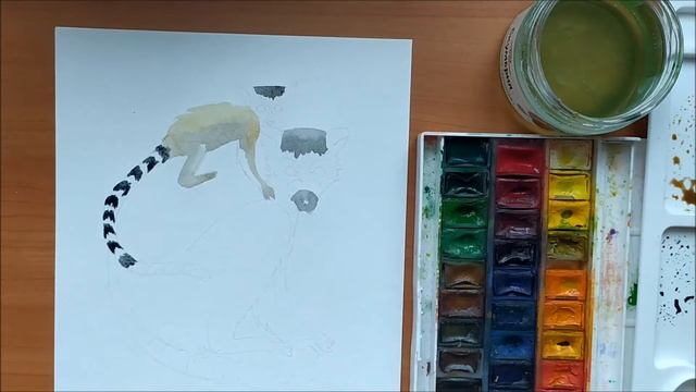 Сразу 2 работы с лемурами! Рисуем линерами и пишем акварелью. смотреть онлайн
