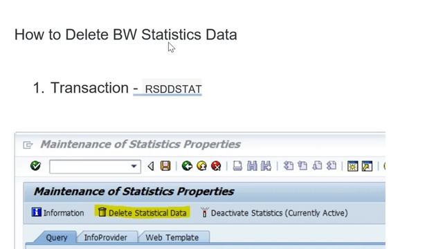 How to delete SAP BW Statistics data (Method to delete/remove BW Statistics data ) смотреть онлайн