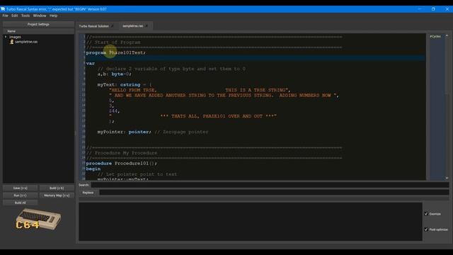 Turbo Rascal Syntax Error (TRSE) Program Structure смотреть онлайн