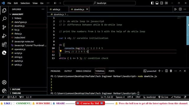 do-while loop & how it differs from while loop in JavaScript | JavaScript Tutorial-13 for Beginners смотреть онлайн