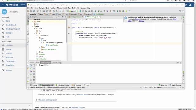 Install and Enable Git in Android Studio and Upload Source Code in BitBucket смотреть онлайн