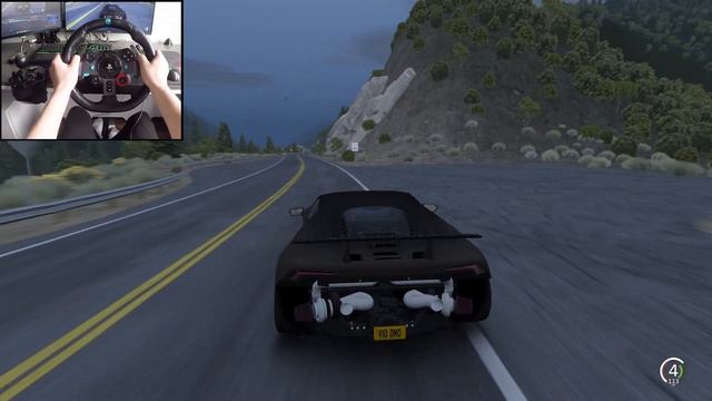 1100hp Lamborghini Huracan in LA Canyons with Traffic! - Assetto Corsa | Logitech g29 gameplay смотреть онлайн