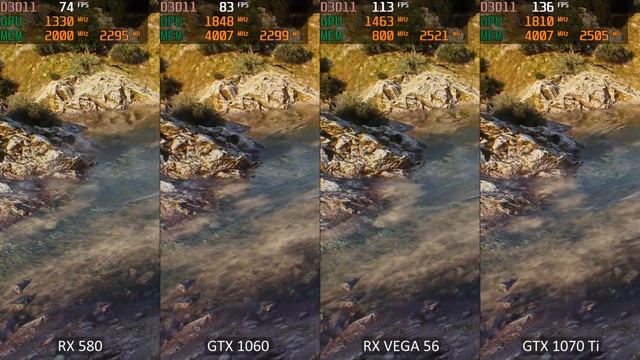 Radeon RX 580, GeForce GTX 1060, Radeon RX Vega 56, GeForce GTX 1070 Ti в World of Tanks (1920x1080 смотреть онлайн