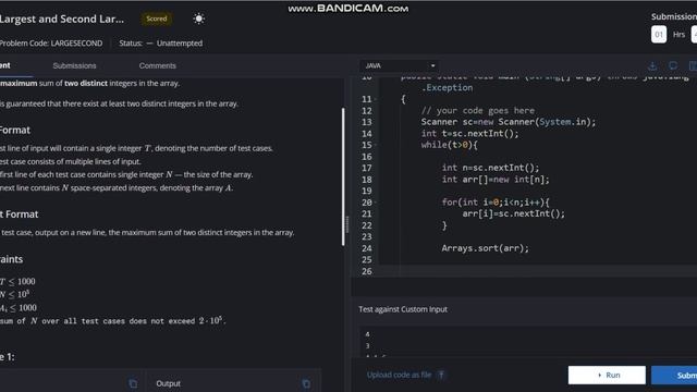 Largest and Second Largest | Codechef | Starters 88 | Solution In JAVA. смотреть онлайн