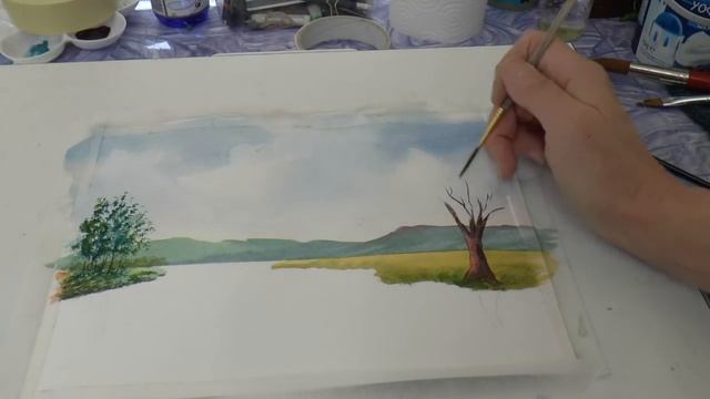 Акварель.Река. Как рисовать отражение в воде, траву. How to paint reflections. Watercolour смотреть онлайн