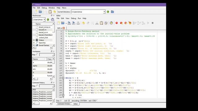 (5.3) Runge-Kutta-Fehlberg method: MatLab code + download link. смотреть онлайн