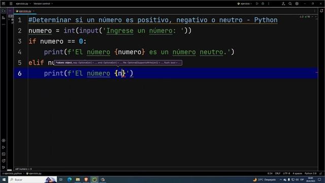 Determinar si un número es positivo, negativo o neutro en Python смотреть онлайн