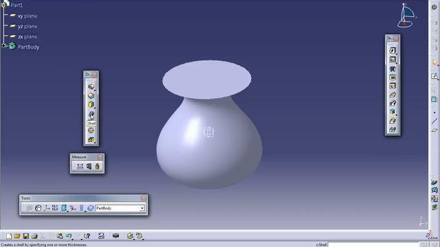 Catia V5 Tutorials|Part Design|Shaft,Groove,Shell. смотреть онлайн
