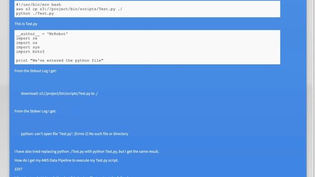 How to make a AWS Data Pipeline ShellCommandActivity Script execute a python file смотреть онлайн