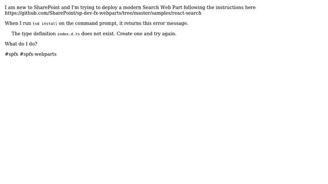 Sharepoint: react-search: The type definition `index.d.ts` does not exist. Create one and try again смотреть онлайн