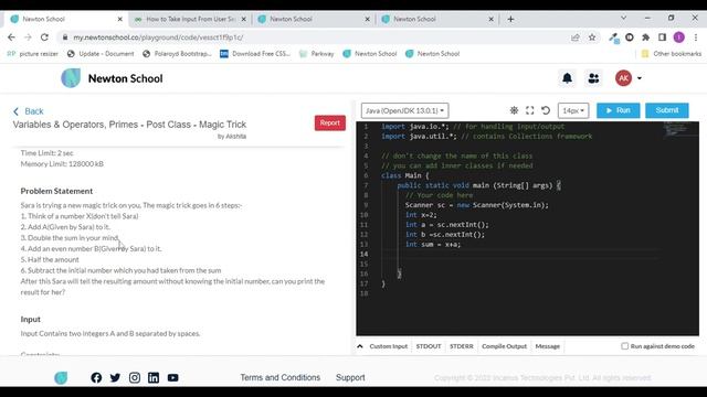 Newton School Magic Trick Number Assignment in java (DSA) смотреть онлайн