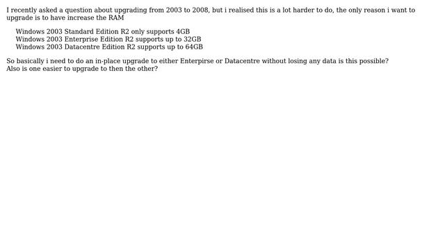in-place upgrade Windows Server Standard Edition 2003 to Windows Server Enterprise/Datacentre... смотреть онлайн