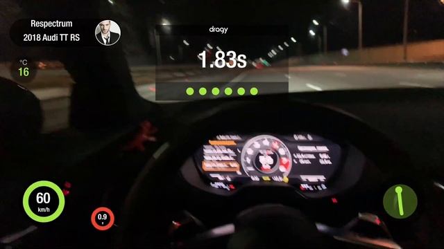 AUDI TT RS 2.5 TFSI 400HP DSG 98 Ron Dragy 0-100 100-200 402m 1/4 Mile Acceleration