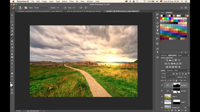 How to CREATE A SUNSET in Photoshop - Example: Northern Ireland | Photoshop Tutorial смотреть онлайн