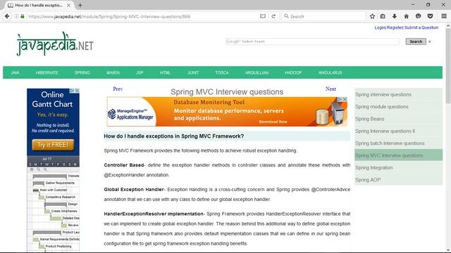 How do I handle exceptions in Spring MVC Framework?
| javapedia.net смотреть онлайн