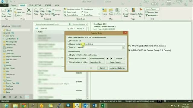 How to create Folder Rules in Outlook 2013 смотреть онлайн